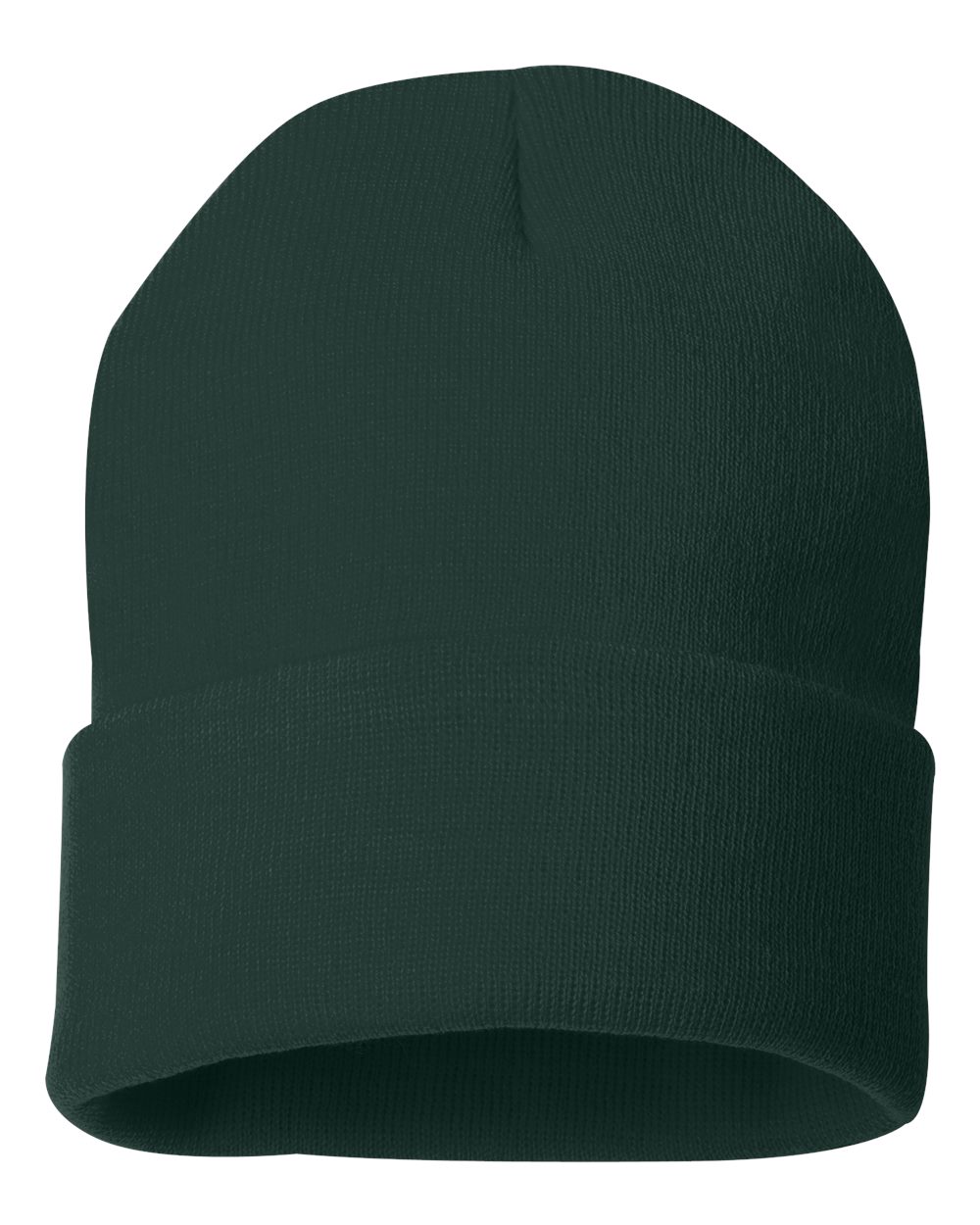 12" Solid Cuffed Beanie - Back - B83995540 - Forest