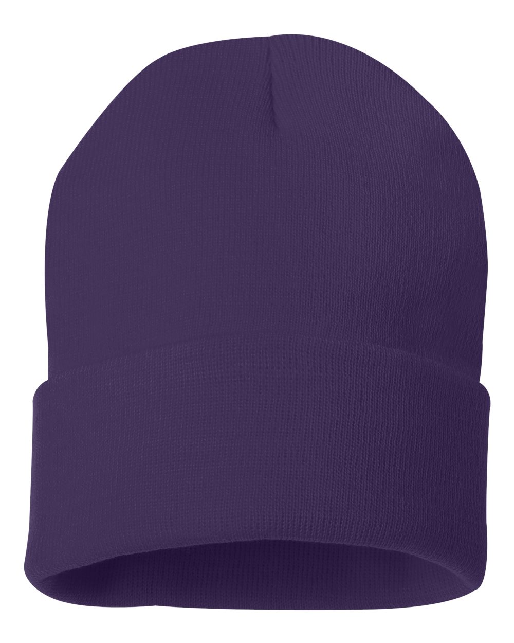 12" Solid Cuffed Beanie - Back - B83995670 - Purple