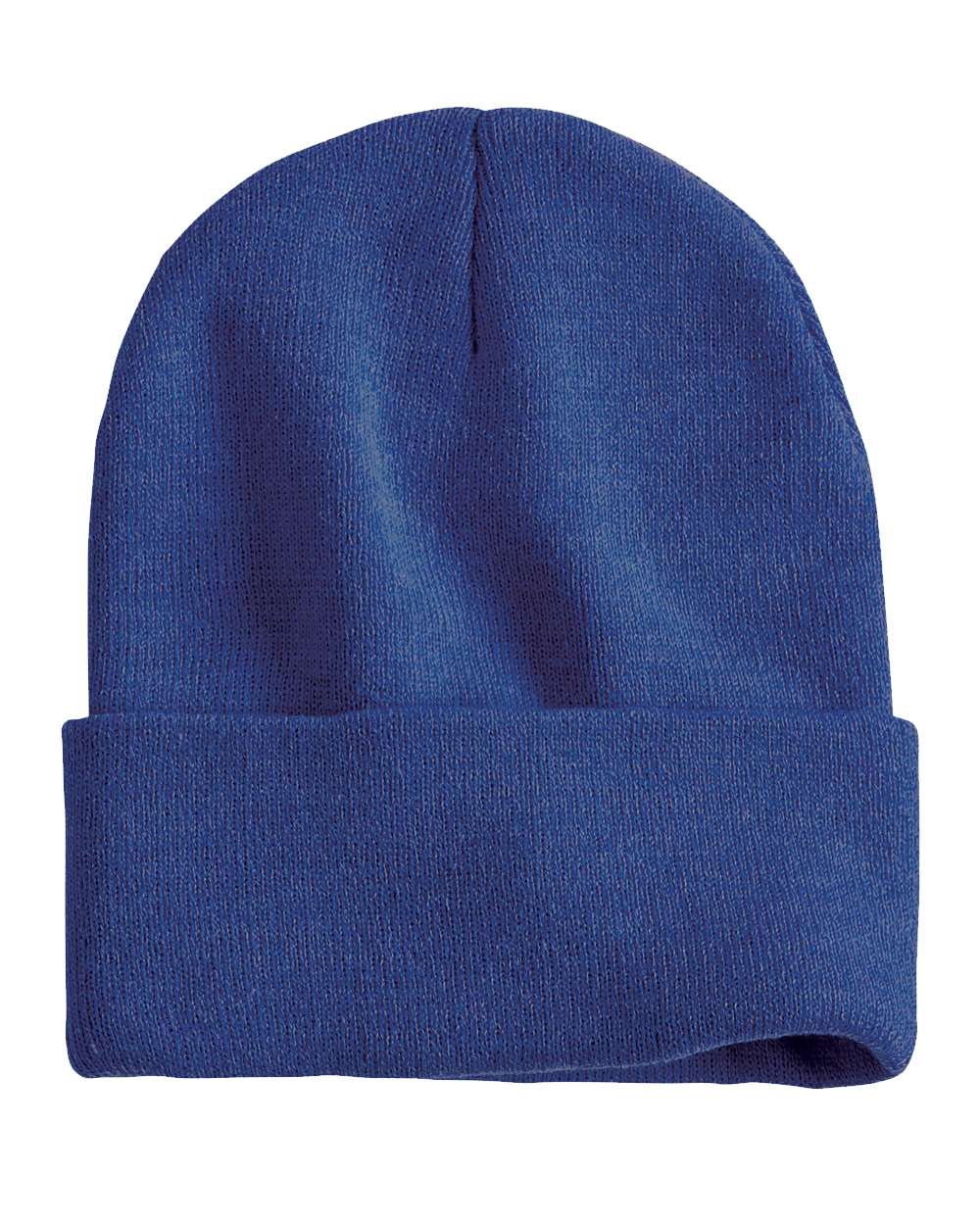 12" Solid Cuffed Beanie - Back - B83995780 - Heather Dark Royal