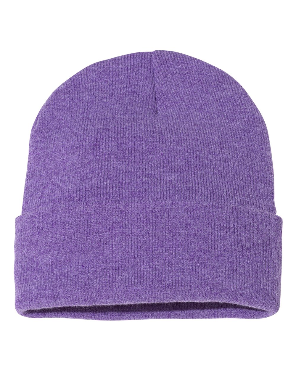 12" Solid Cuffed Beanie - Back - B83995800 - Heather Purple