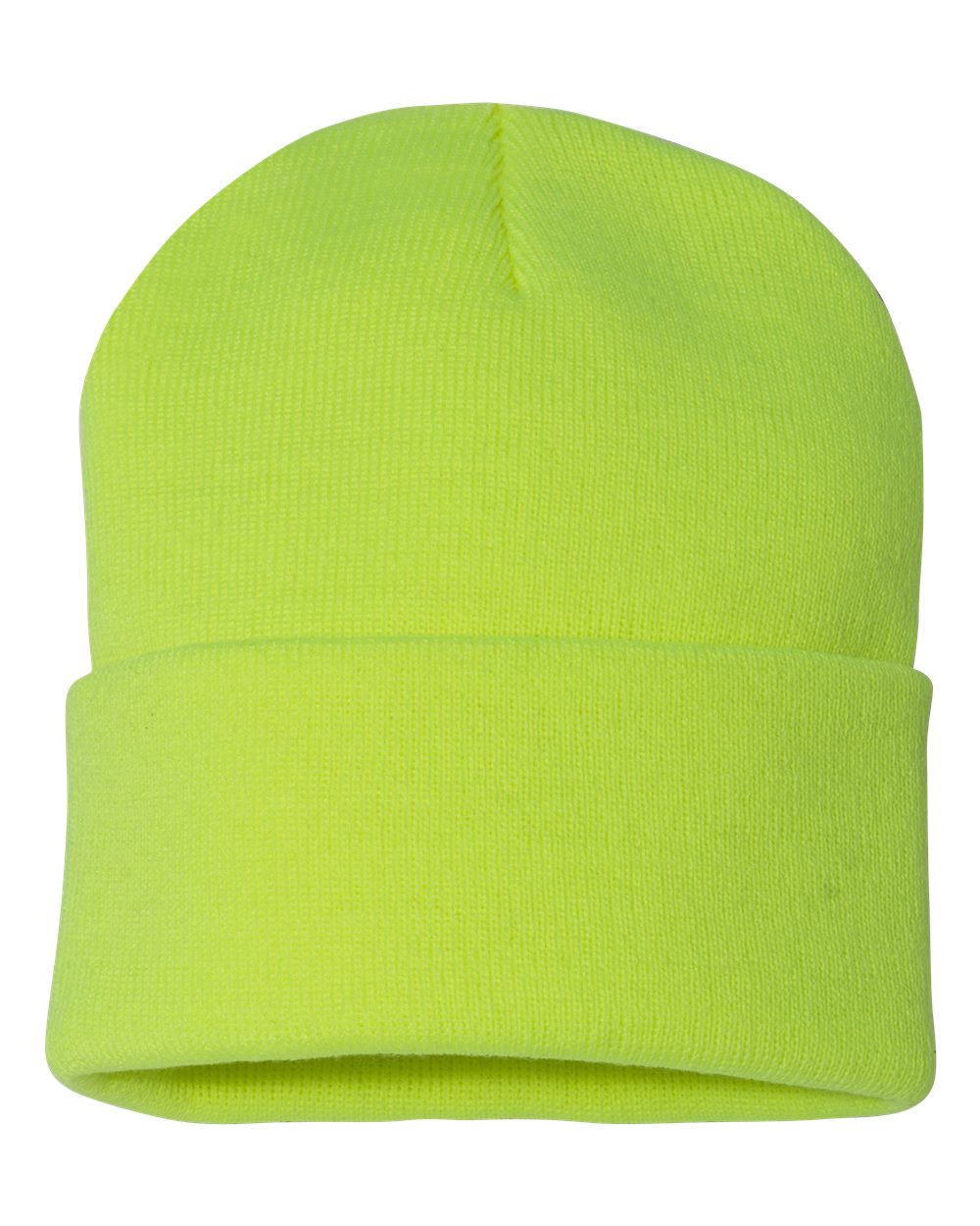 12" Solid Cuffed Beanie - Front - B83995050 - Neon Yellow