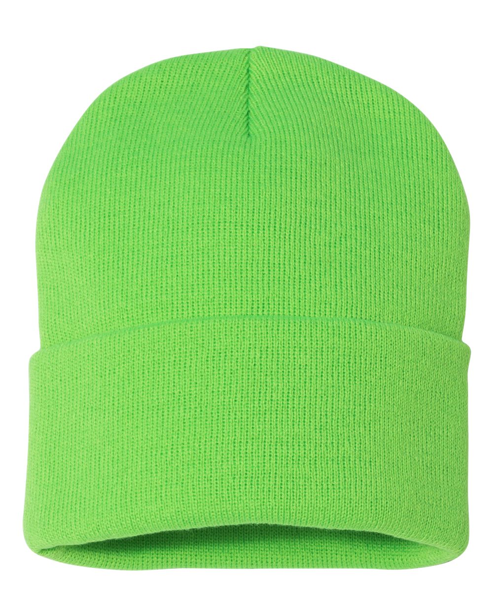 12" Solid Cuffed Beanie - Front - B83995160 - Neon Green