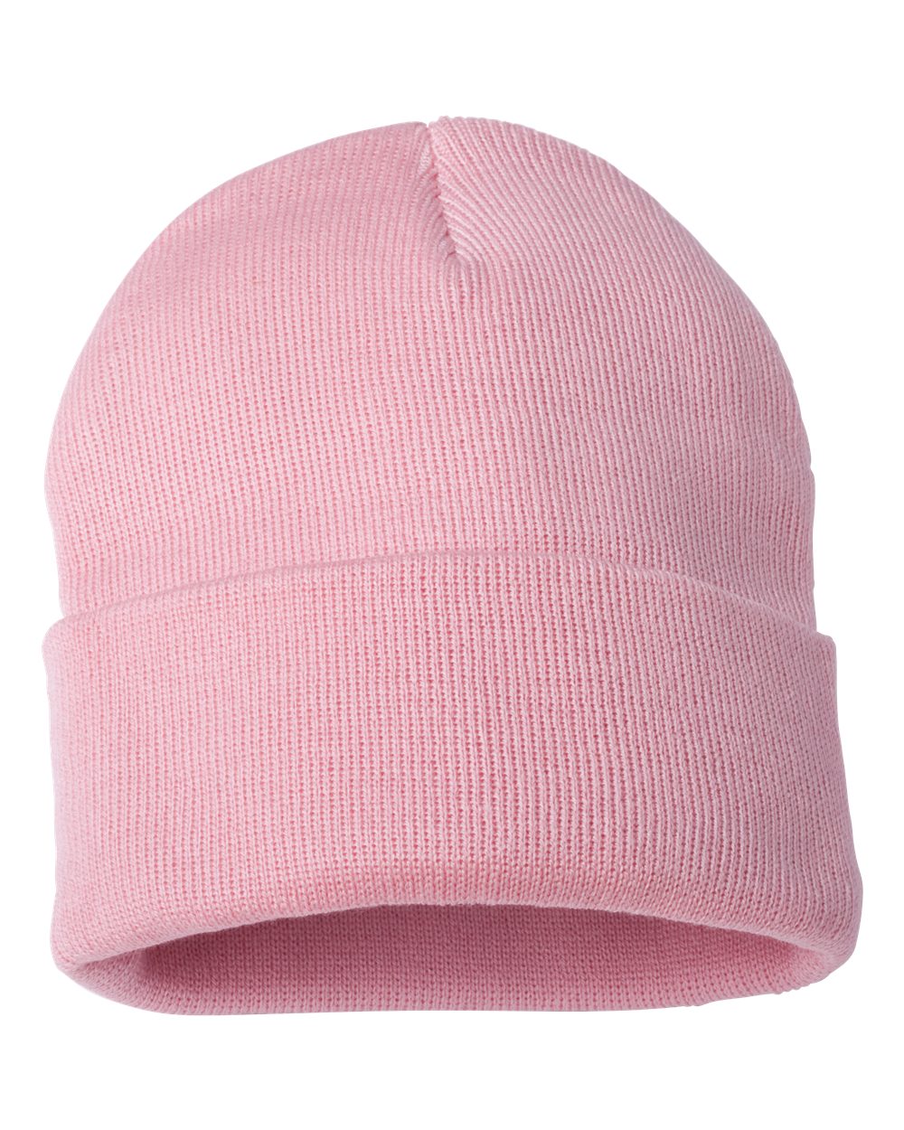 12" Solid Cuffed Beanie - Front - B83995300 - Pink