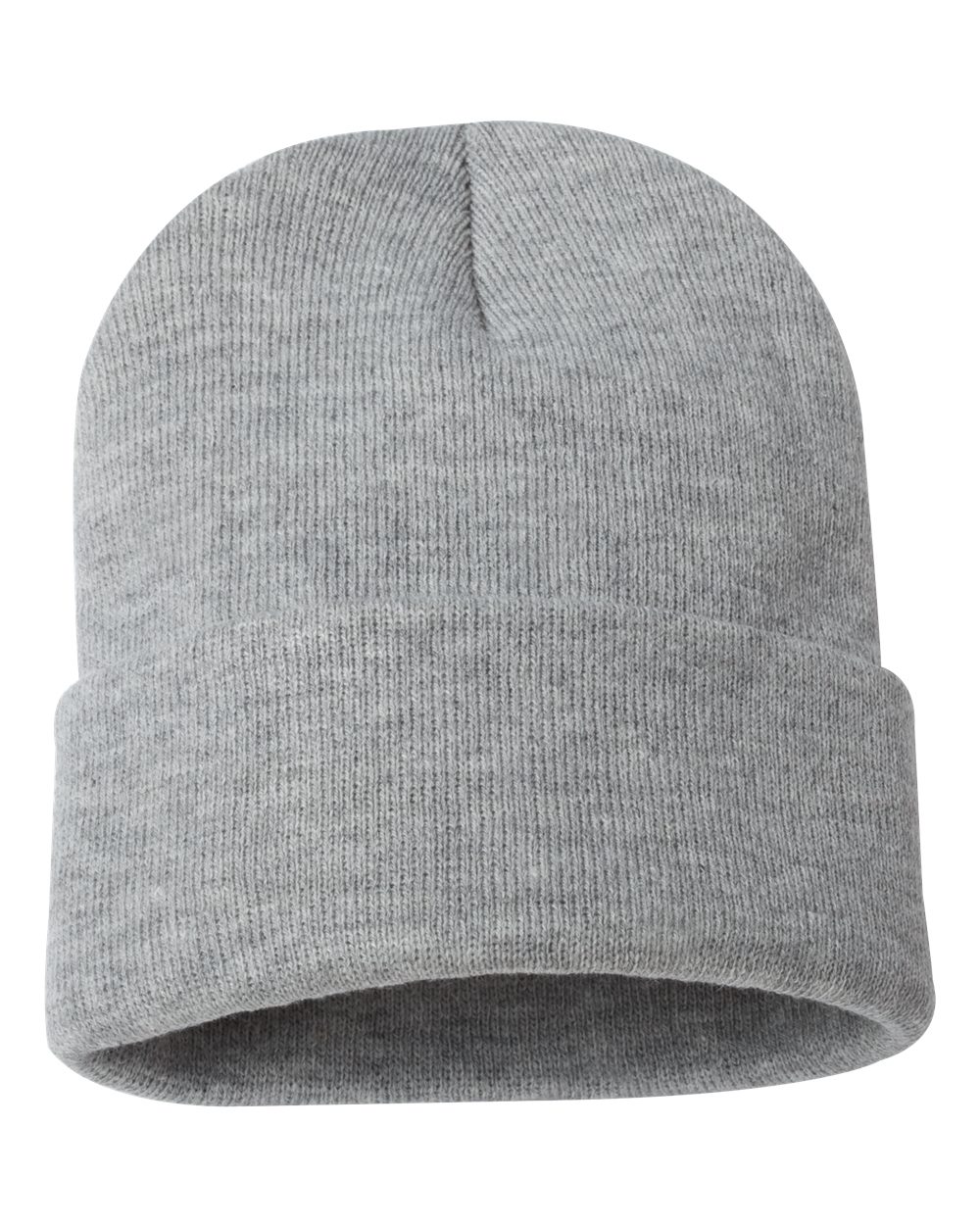 12" Solid Cuffed Beanie - Front - B83995350 - Heather Grey