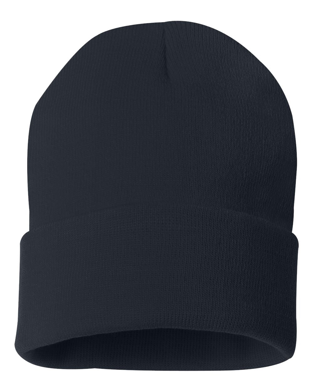 12" Solid Cuffed Beanie - Front - B83995650 - Navy