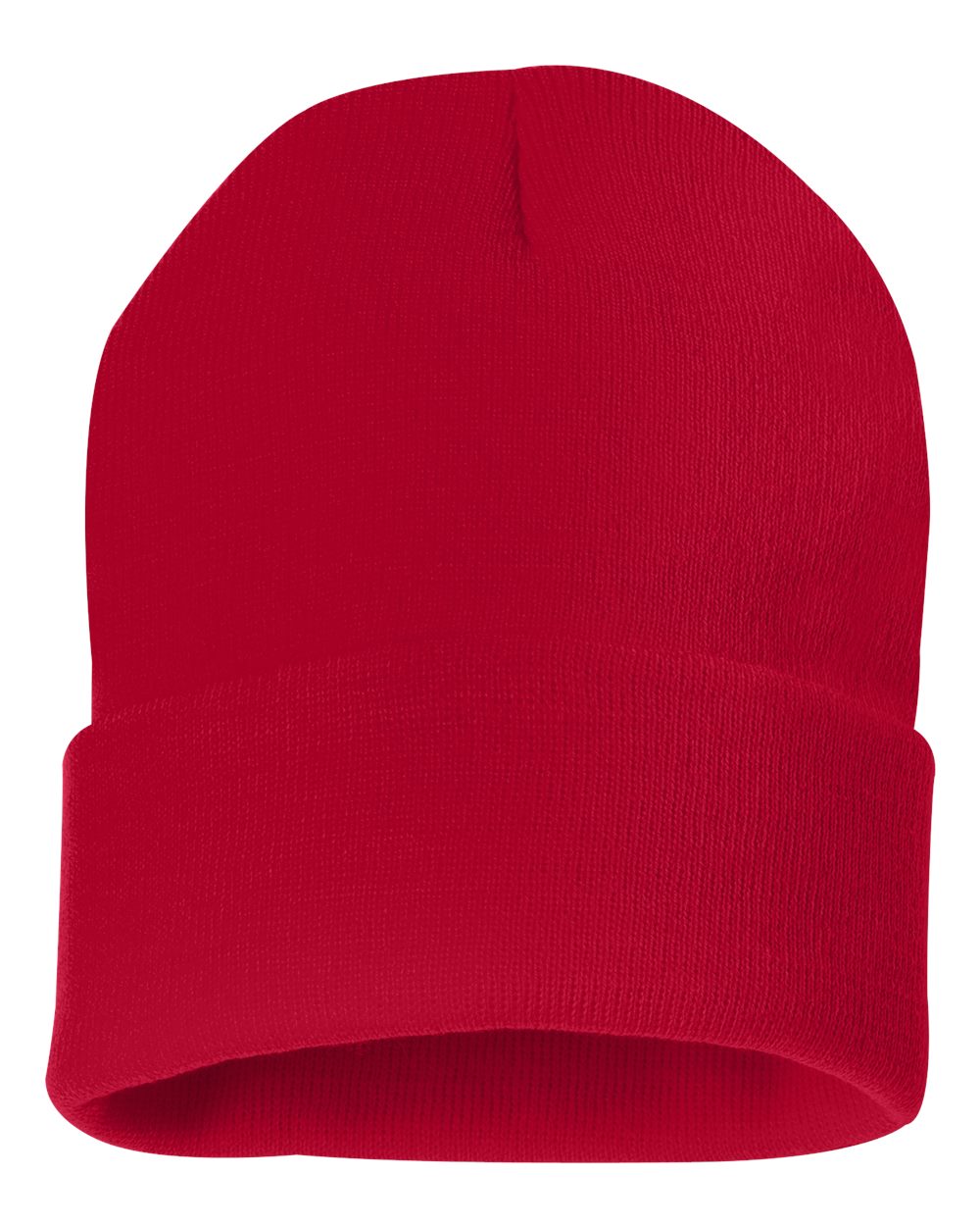 12" Solid Cuffed Beanie - Front - B83995700 - Red