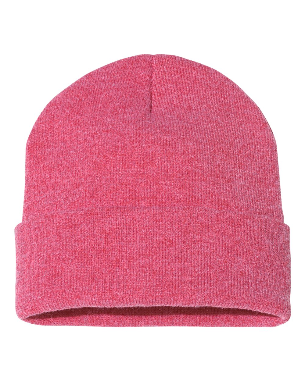 12" Solid Cuffed Beanie - Front - B83995710 - Heather Red