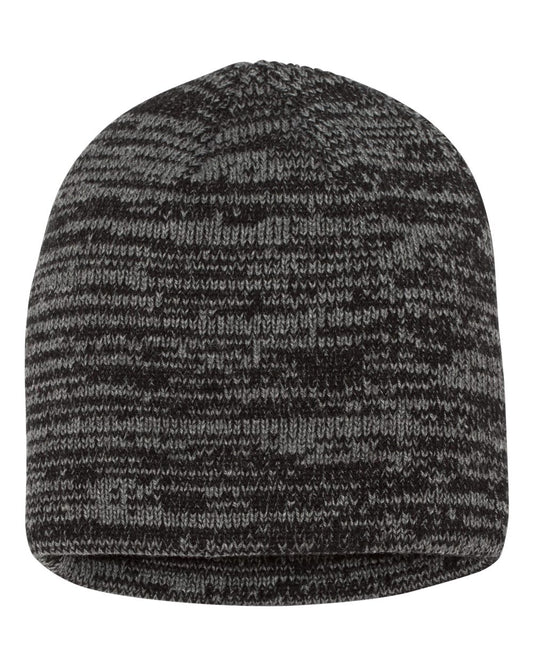 8" Marled Beanie - Front - B69895500 - Black/ Dark Grey