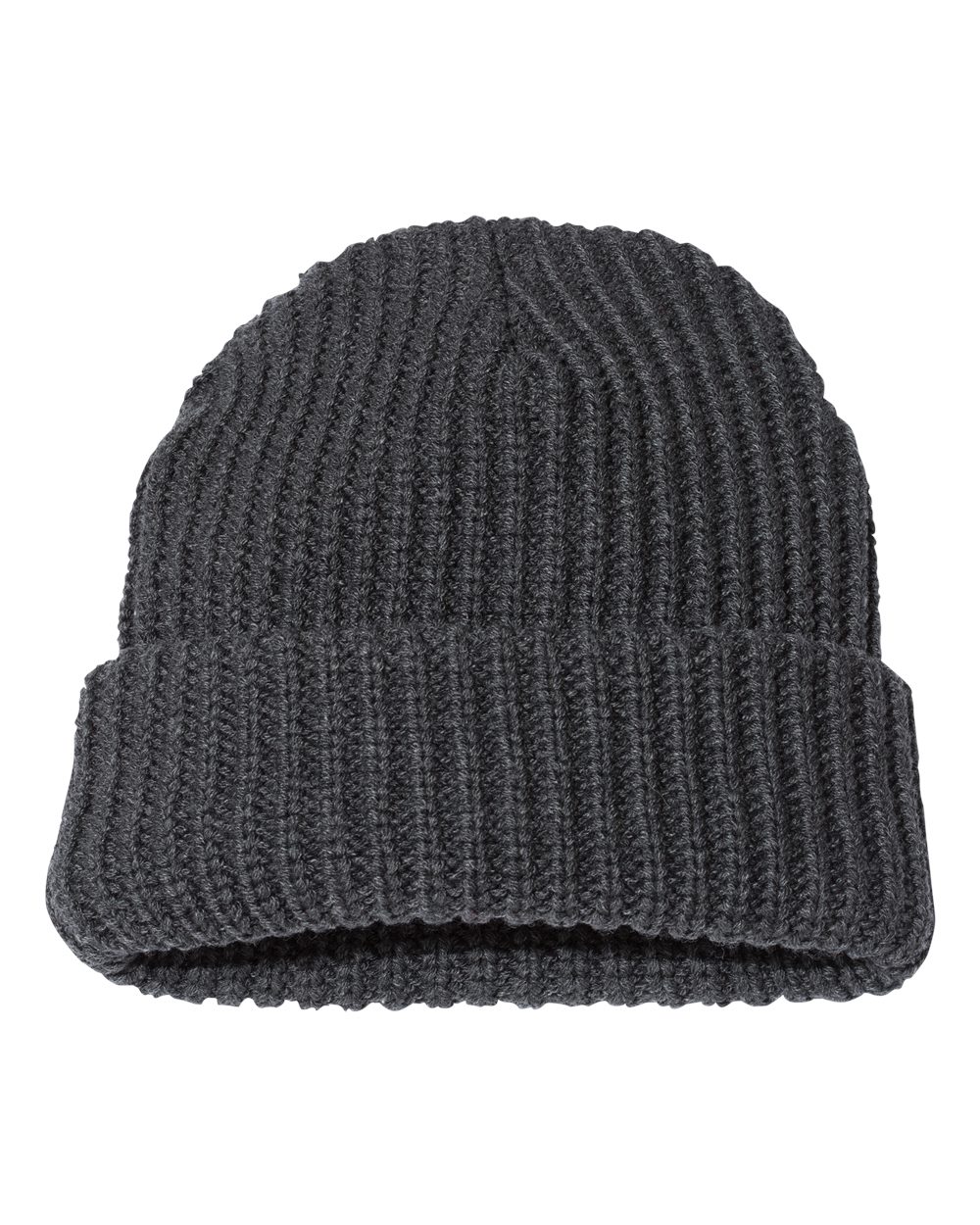 12" Chunky Cuffed Beanie - Back - B50795090 - Charcoal