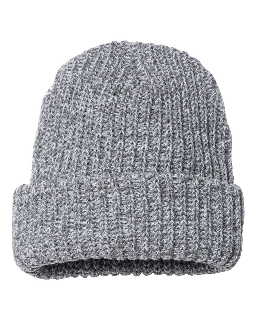 12" Chunky Cuffed Beanie - Back - B50795350 - Grey/ White Speckled
