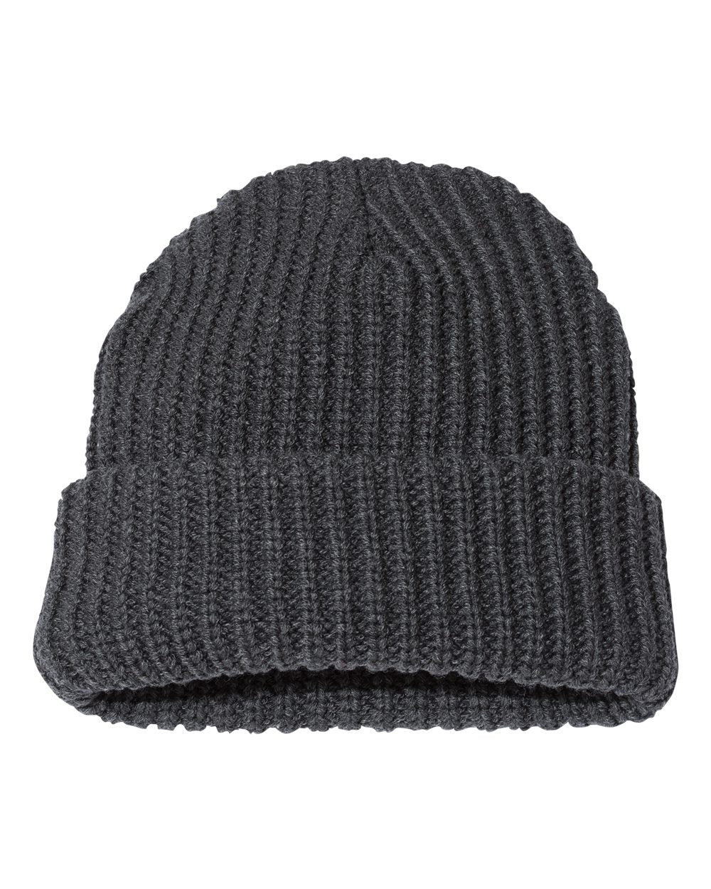 12" Chunky Cuffed Beanie - Front - B50795090 - Charcoal