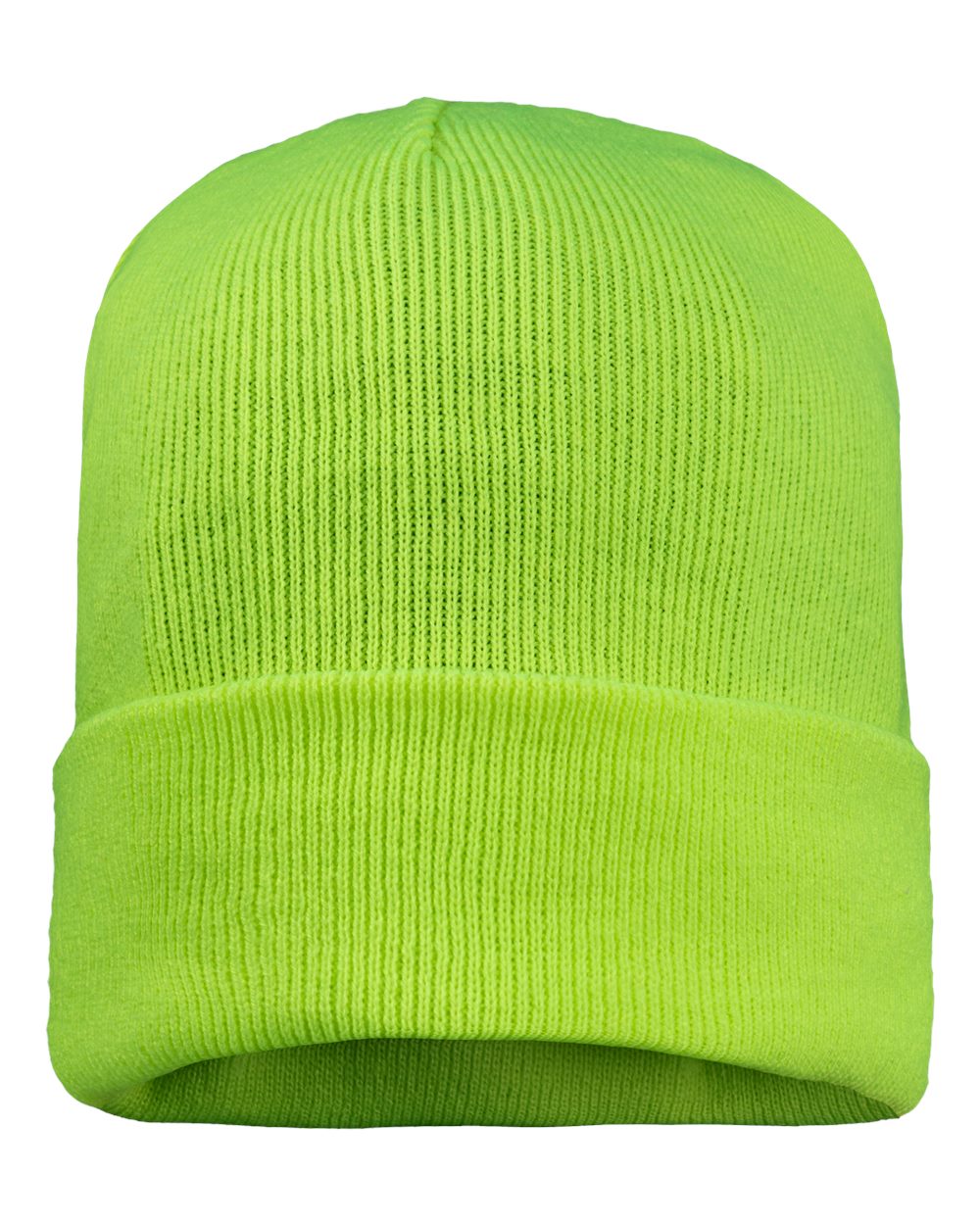 12" Fleece Lined Cuffed Beanie - Back - B56795120 - Safety Yellow