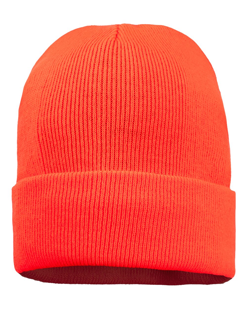 12" Fleece Lined Cuffed Beanie - Back - B56795660 - Blaze Orange