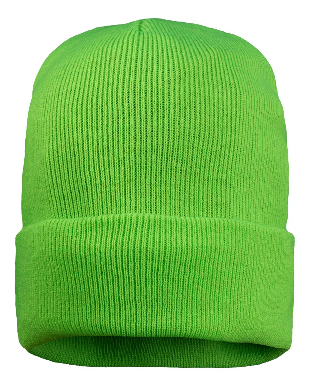 12" Fleece Lined Cuffed Beanie - Front - B56795170 - Neon Green