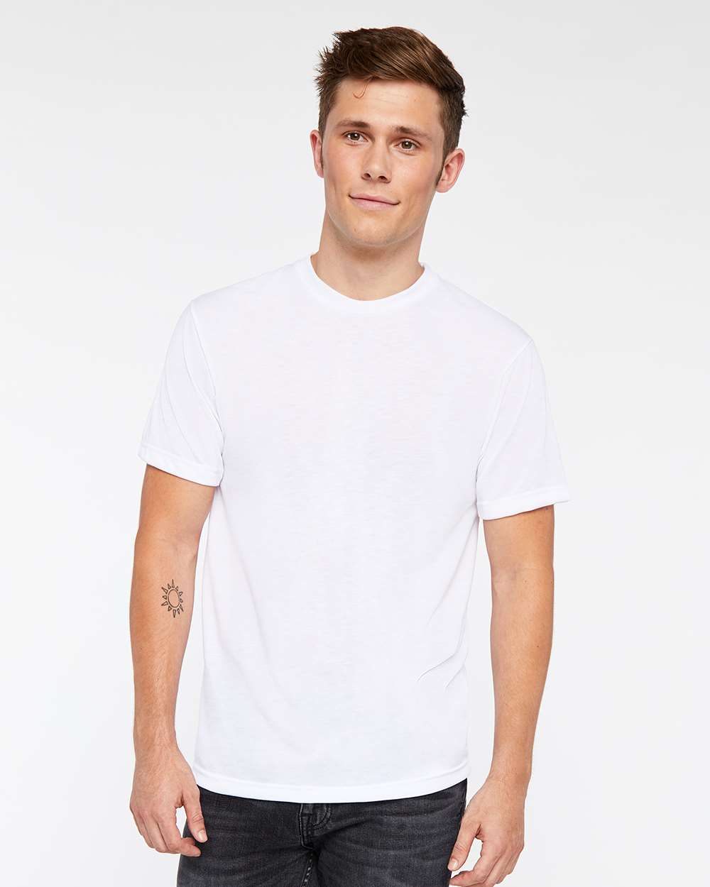 Men's Polyester Sublimation Tee - OnModelFront - B85238003 - White