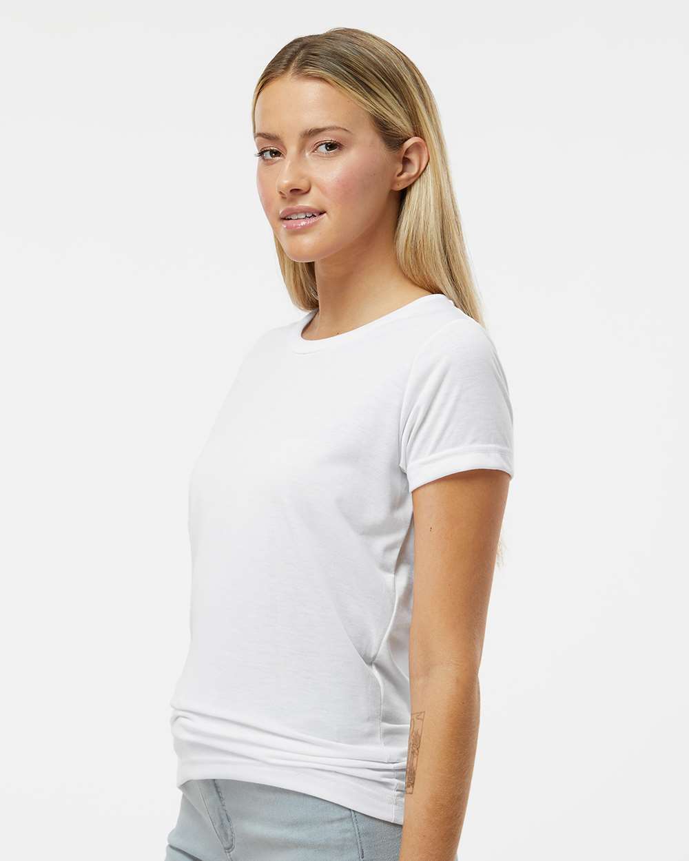 Women's Polyester Sublimation Tee - OnModelSide - B85338003 - White