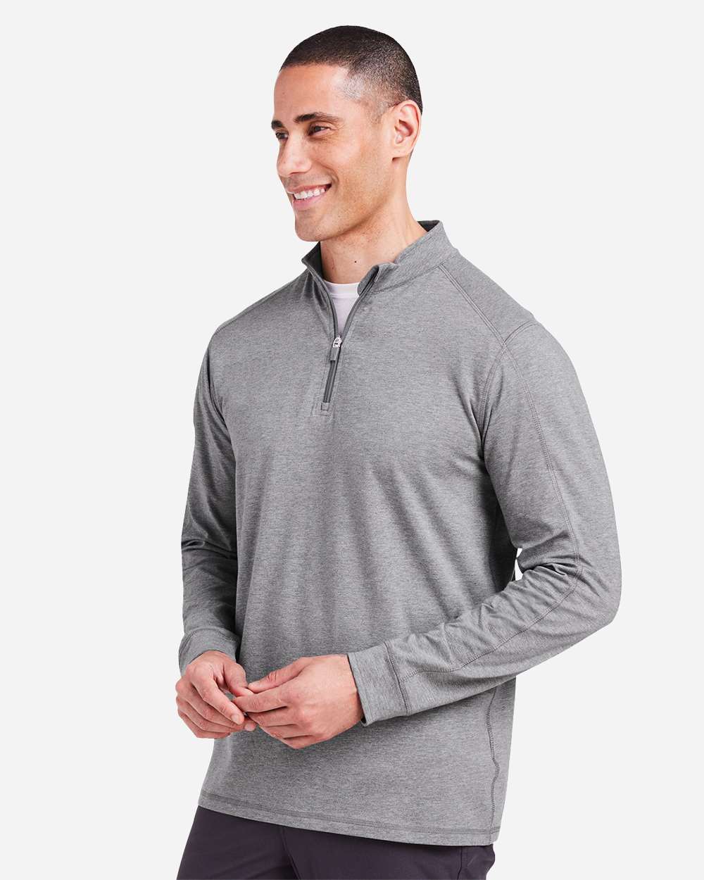 Men's Carrollton Quarter-Zip Pullover - OnModelSide - B649D8353 - Heather Grey