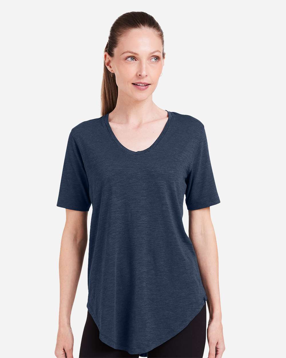 Women's Longline T-Shirt - OnModelFront - B660D8652 - Classic Navy