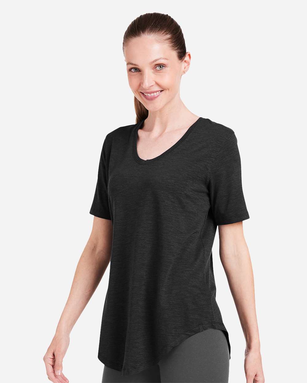 Women's Longline T-Shirt - OnModelSide - B660D8502 - Black