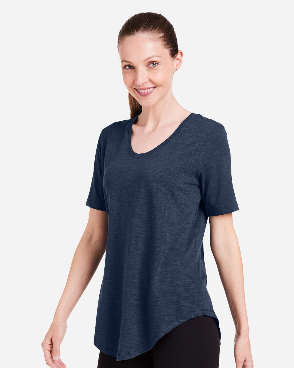 Women's Longline T-Shirt - OnModelSide - B660D8652 - Classic Navy