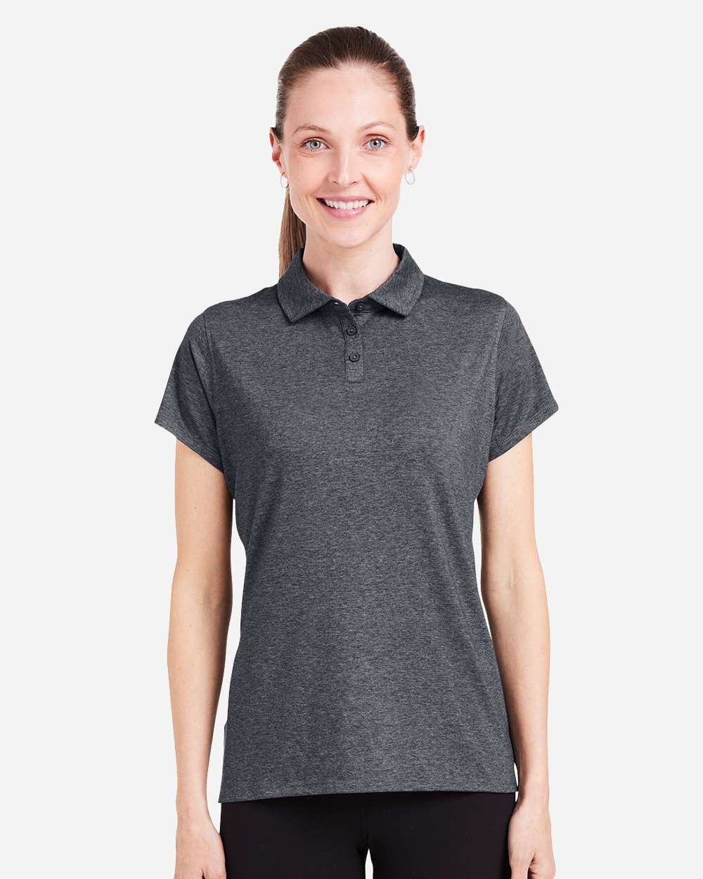 Women's Air Lightweight Polo - OnModelFront - B665D8102 - Black Heather