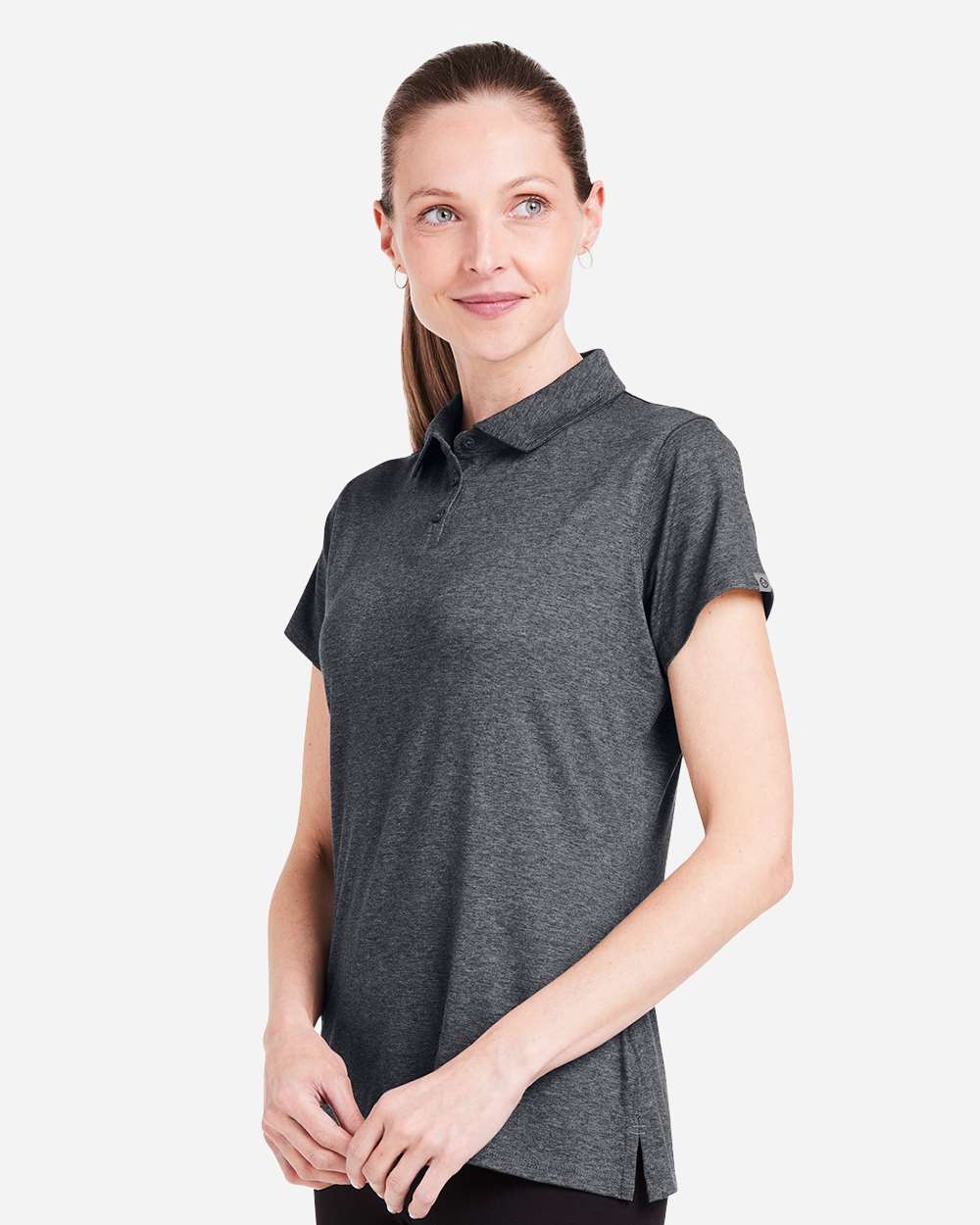 Women's Air Lightweight Polo - OnModelSide - B665D8102 - Black Heather