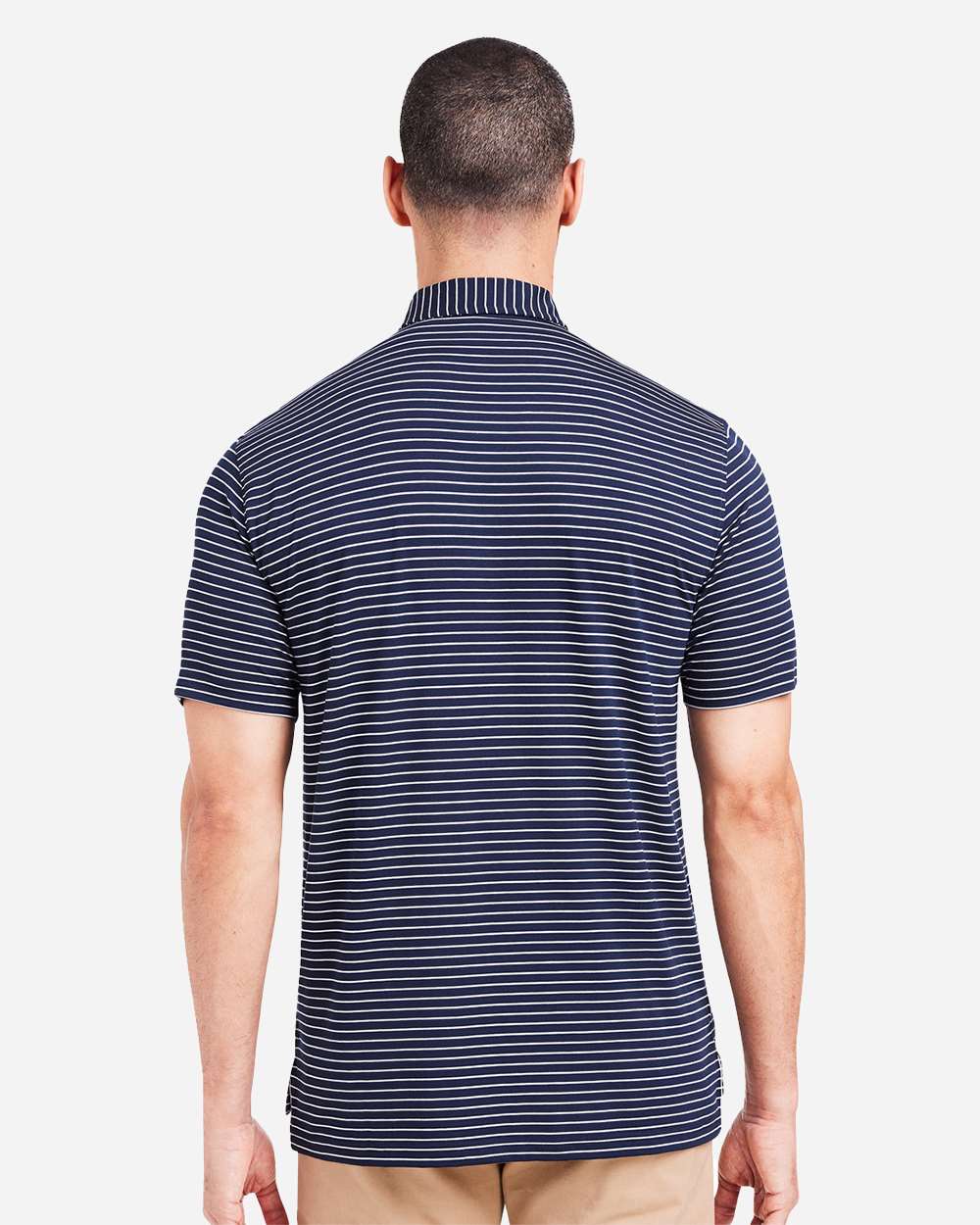 Men's Cloud Lightweight Polo Brookline Stripe - OnModelBack - B654D8653 - Classic Navy/ White