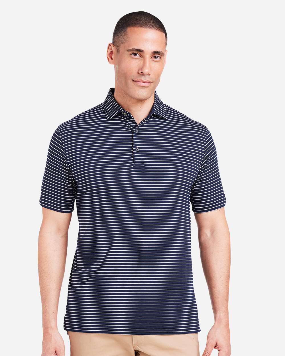 Men's Cloud Lightweight Polo Brookline Stripe - OnModelFront - B654D8653 - Classic Navy/ White