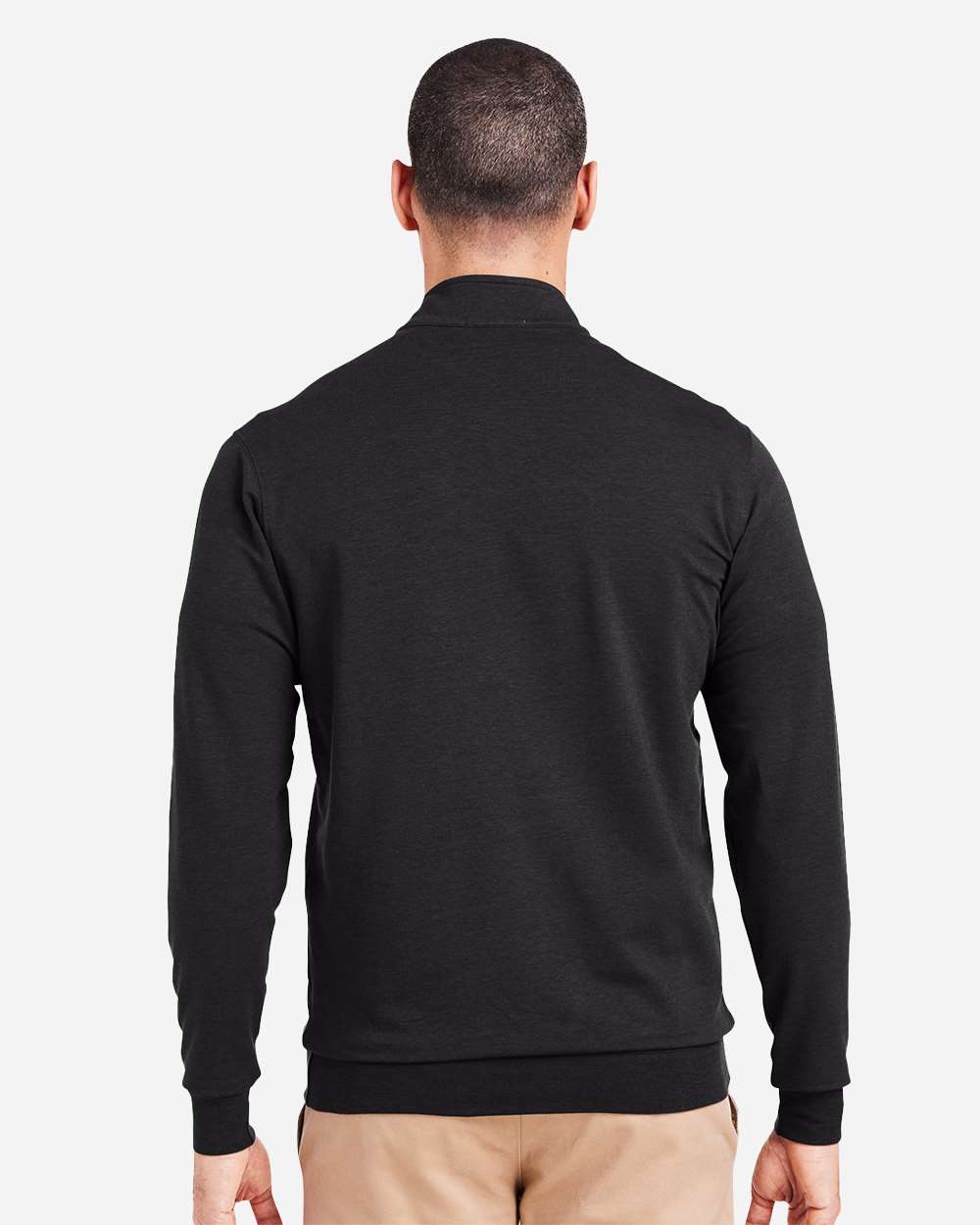 Men's Cloud French Terry Quarter-Zip Pullover - OnModelBack - B655D8503 - Black