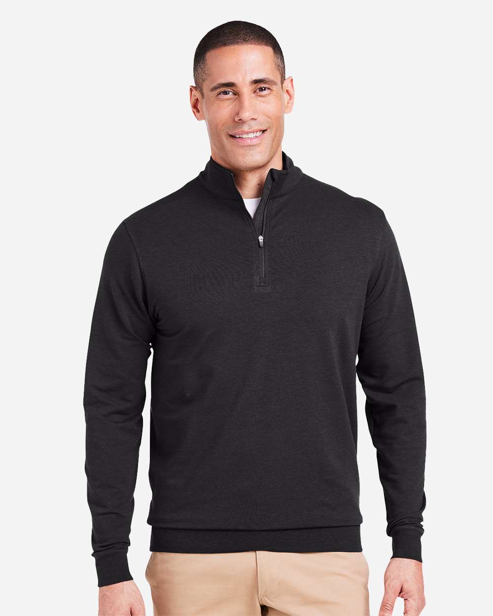 Men's Cloud French Terry Quarter-Zip Pullover - OnModelFront - B655D8503 - Black
