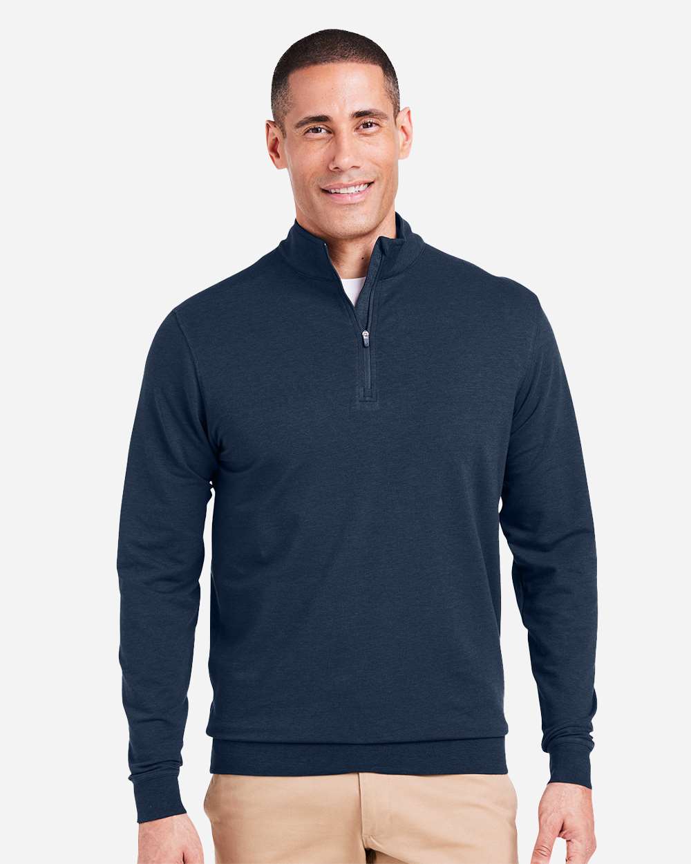 Men's Cloud French Terry Quarter-Zip Pullover - OnModelFront - B655D8653 - Classic Navy