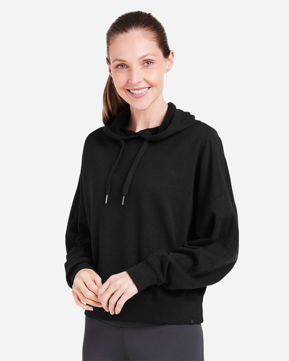 Women's Studio Hooded Fleece - OnModelSide - B663D8502 - Black