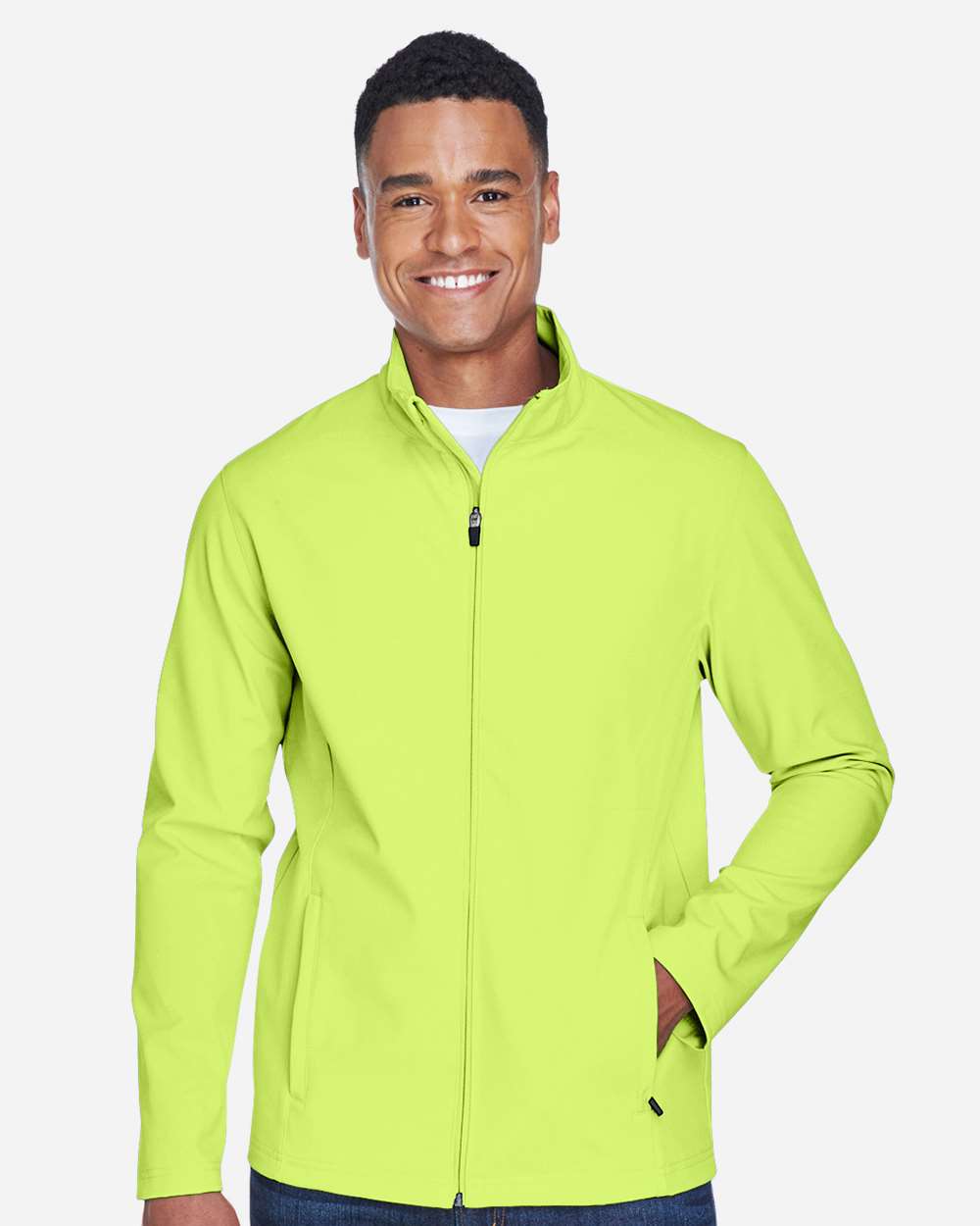 Men's Leader Soft Shell Jacket - OnModelFront - B738D9172 - Safety Yellow