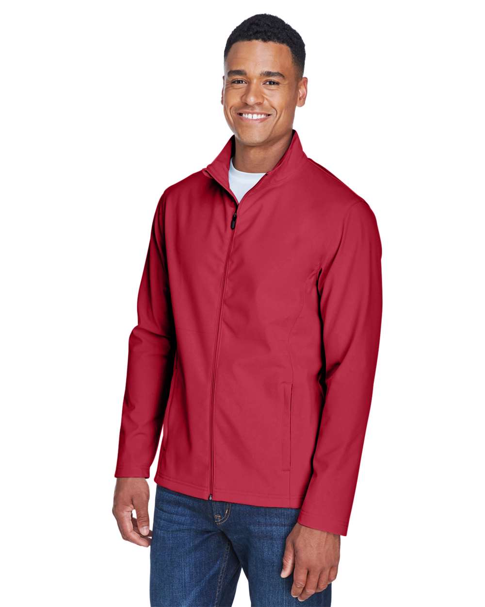 Men's Leader Soft Shell Jacket - OnModelSide - B738D9112 - Sport Scarlet Red