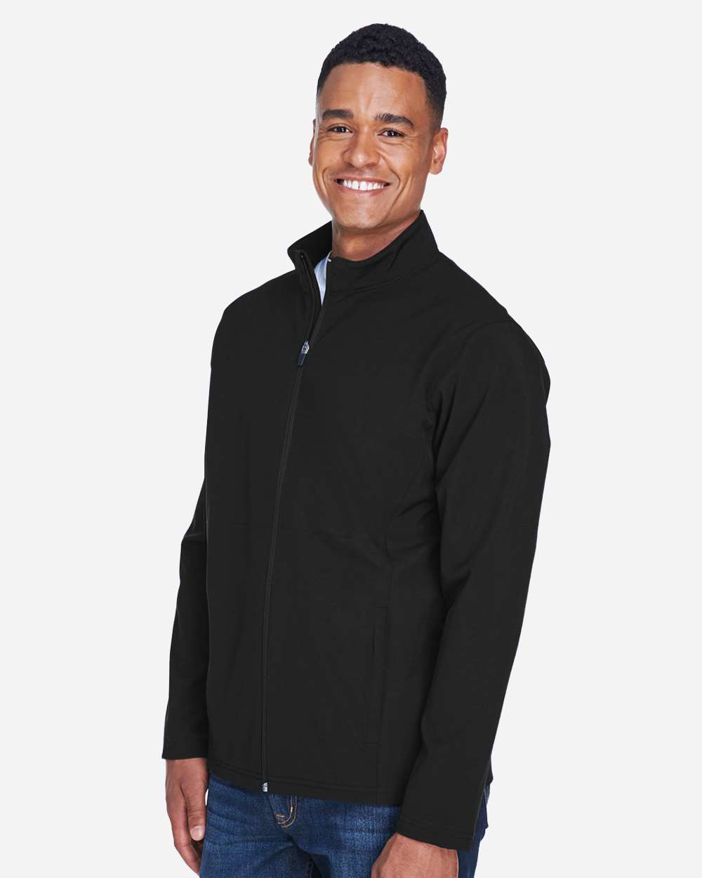 Men's Leader Soft Shell Jacket - OnModelSide - B738D9502 - Black