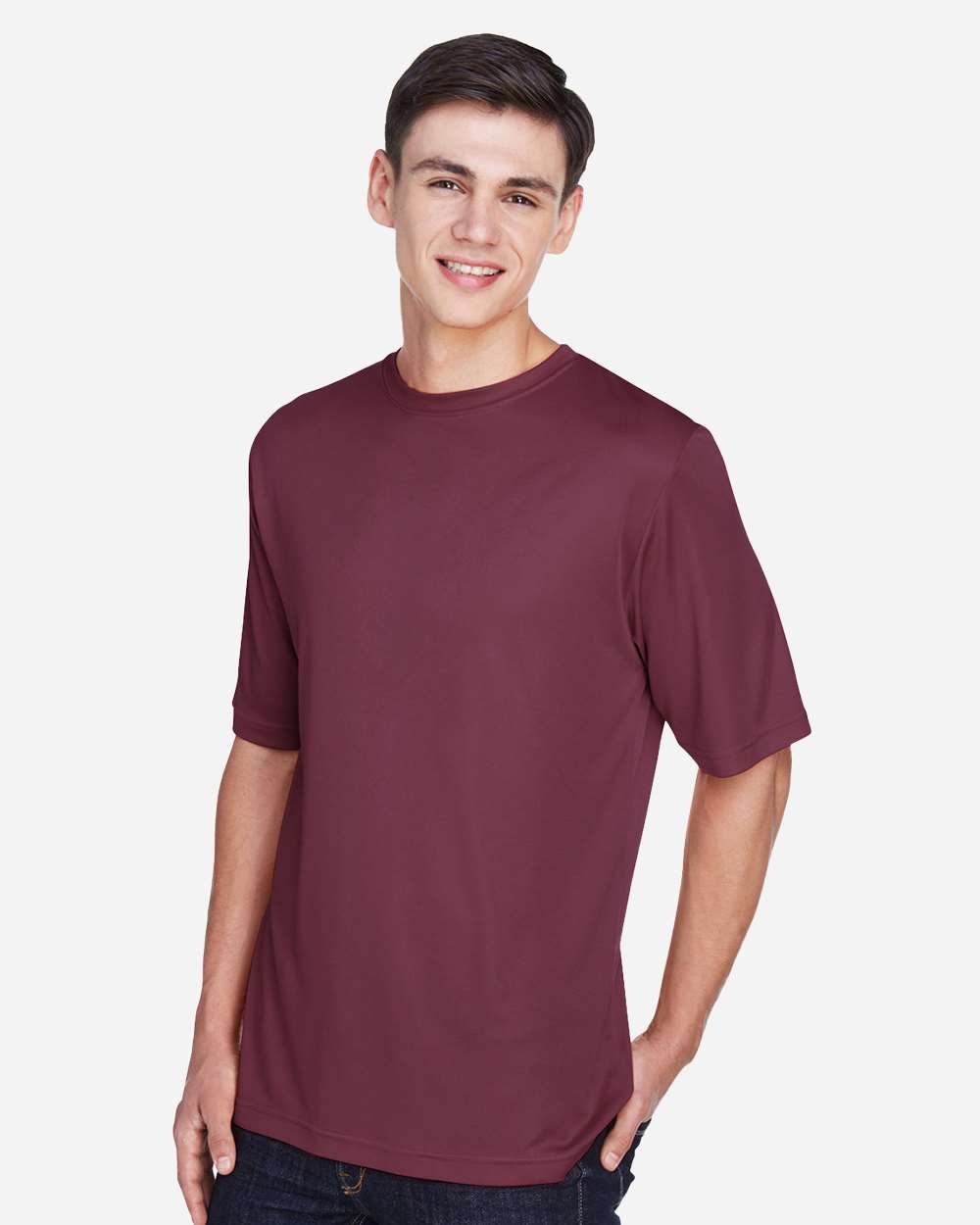 Men's Zone Performance T-Shirt - OnModelSide - B671D9532 - Sport Dark Maroon
