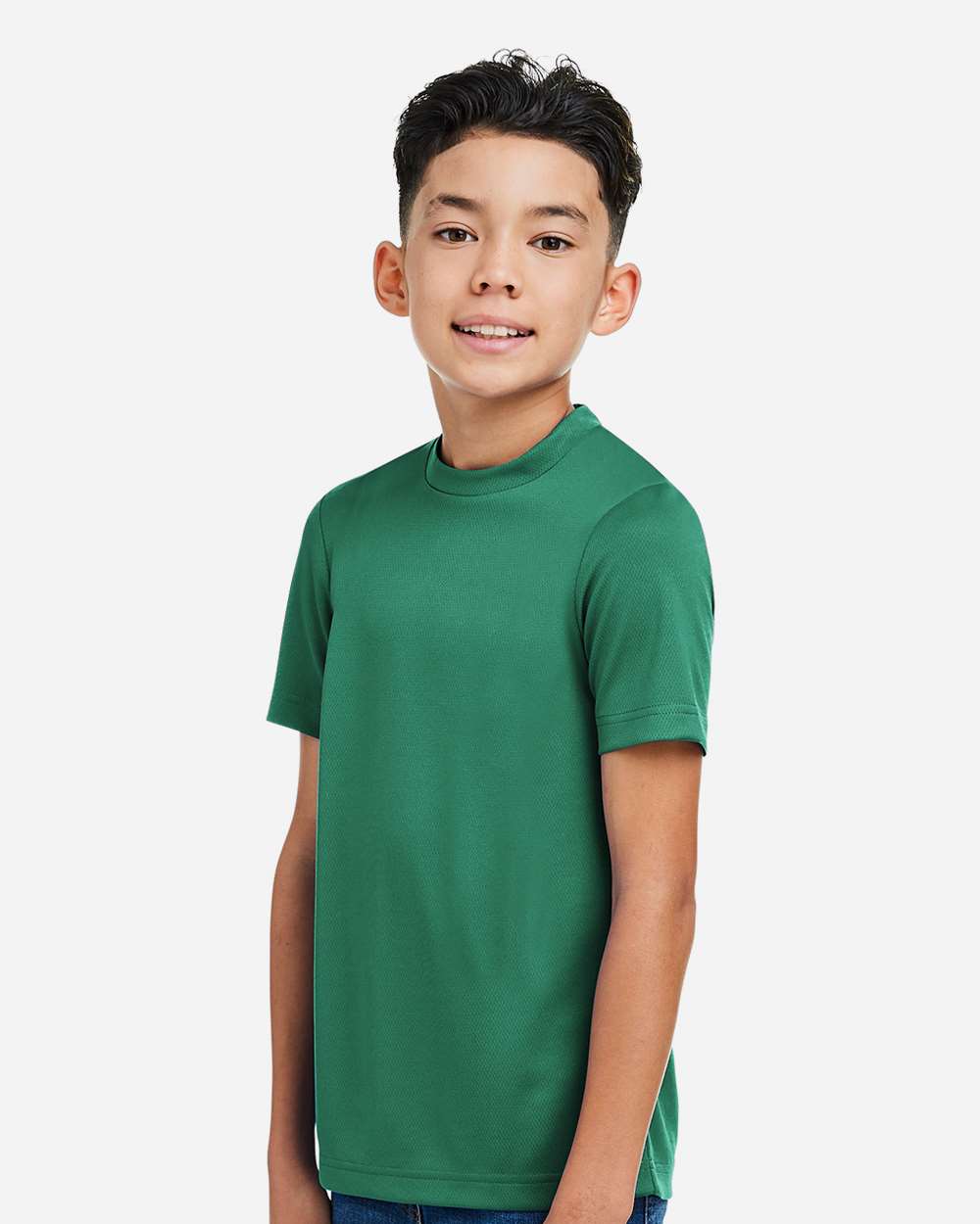 Youth Zone Performance Mesh T-Shirt - OnModelSide - B688D9072 - Sport Forest