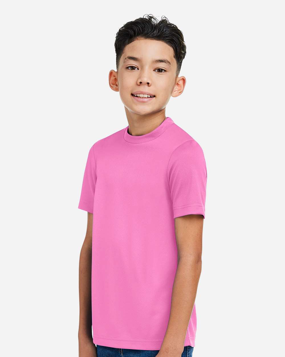 Youth Zone Performance Mesh T-Shirt - OnModelSide - B688D9312 - Sport Charity Pink