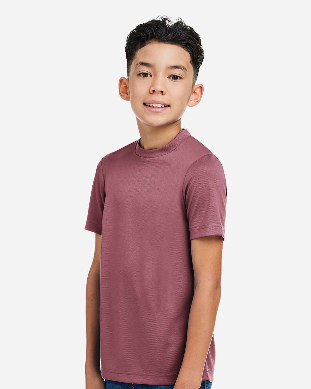 Youth Zone Performance Mesh T-Shirt - OnModelSide - B688D9532 - Sport Dark Maroon