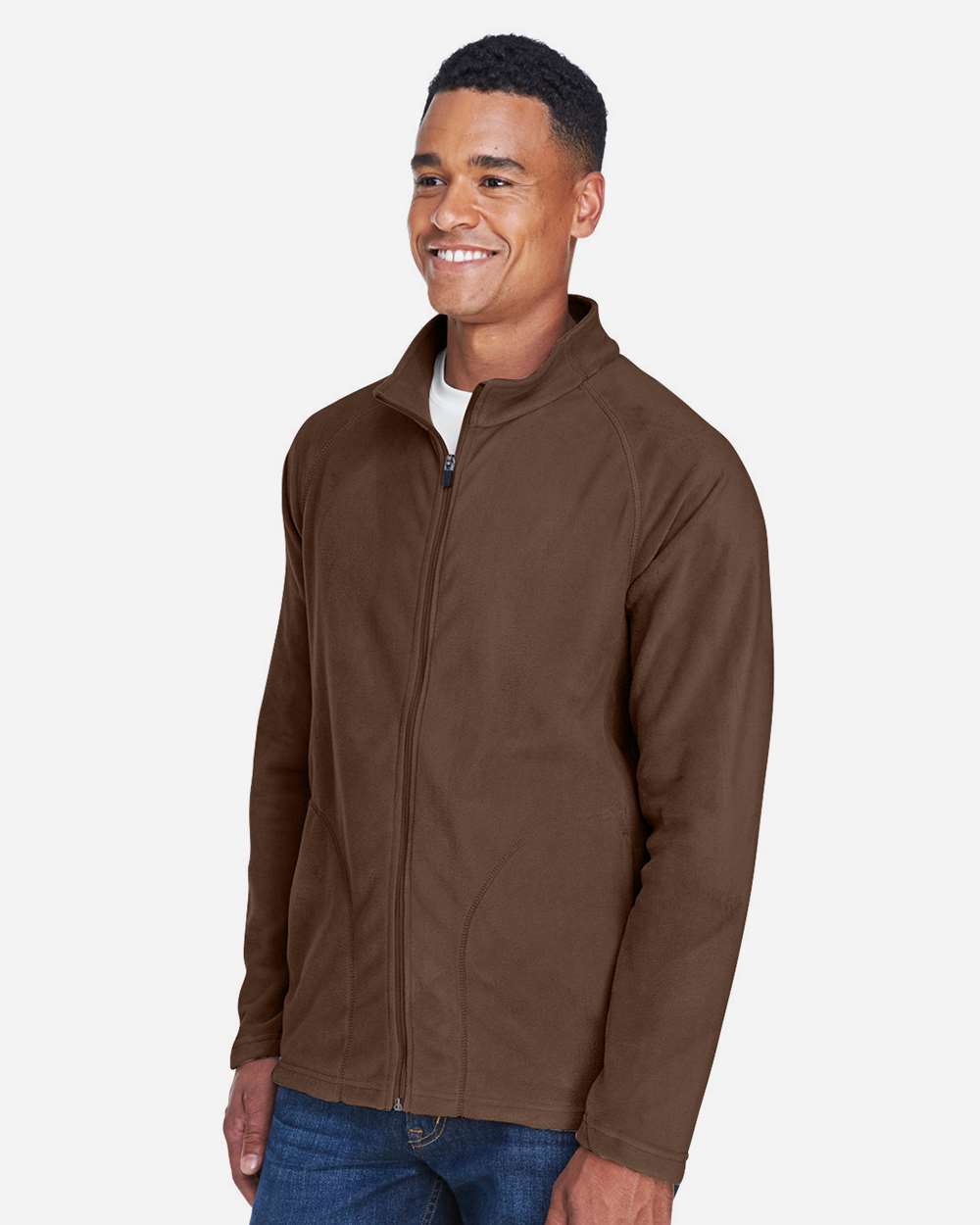 Men's Campus Microfleece Jacket - OnModelSide - B751D9052 - Sport Dark Brown