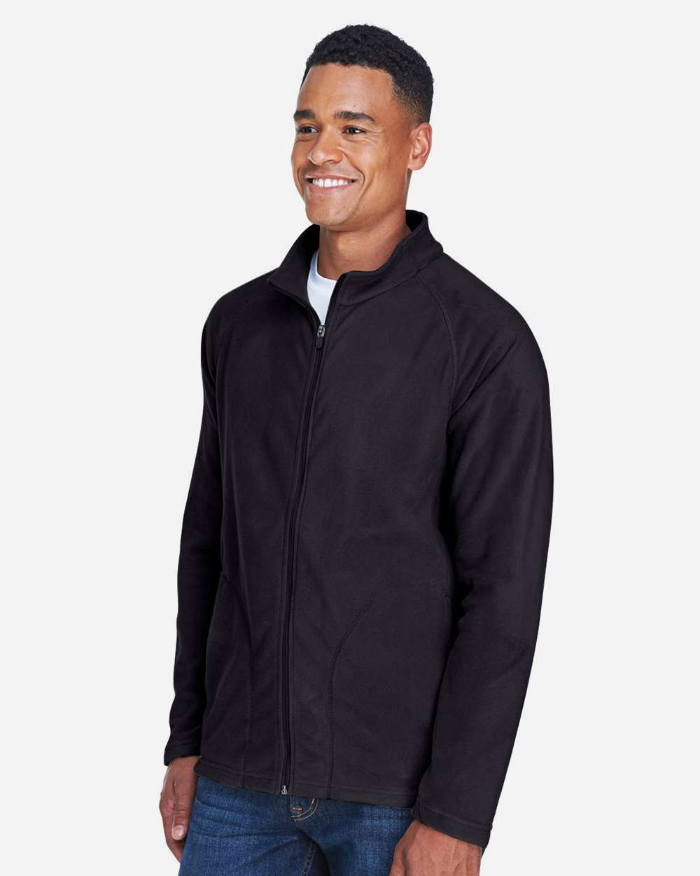 Men's Campus Microfleece Jacket - OnModelSide - B751D9502 - Black