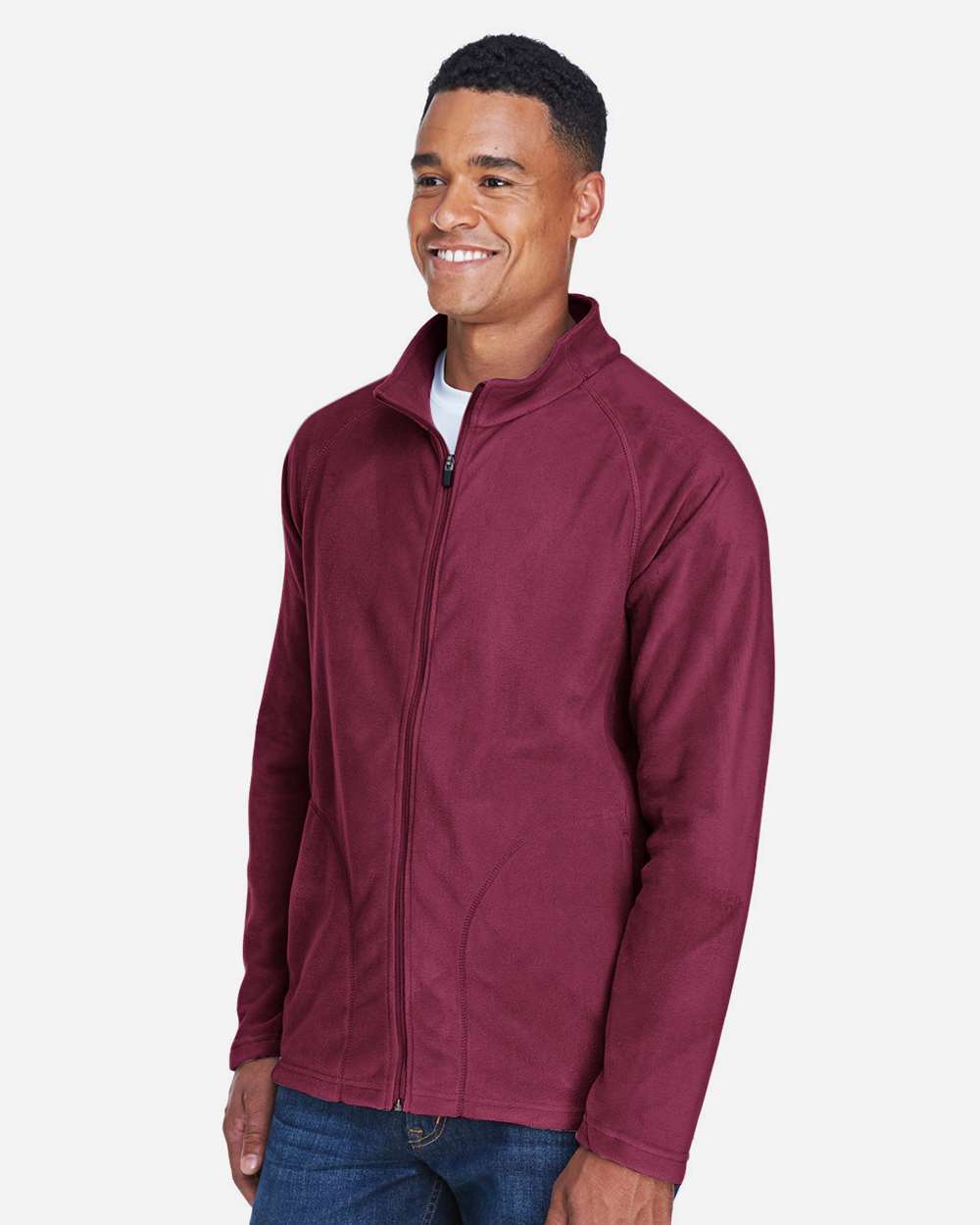 Men's Campus Microfleece Jacket - OnModelSide - B751D9533 - Sport Maroon