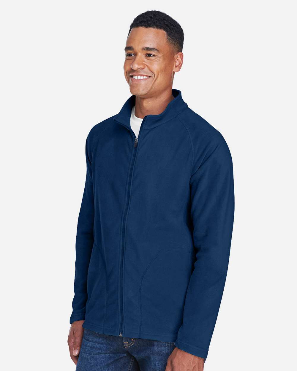 Men's Campus Microfleece Jacket - OnModelSide - B751D9652 - Sport Dark Navy