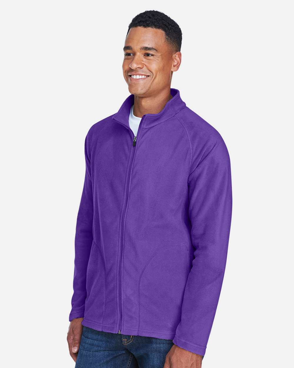 Men's Campus Microfleece Jacket - OnModelSide - B751D9672 - Sport Purple
