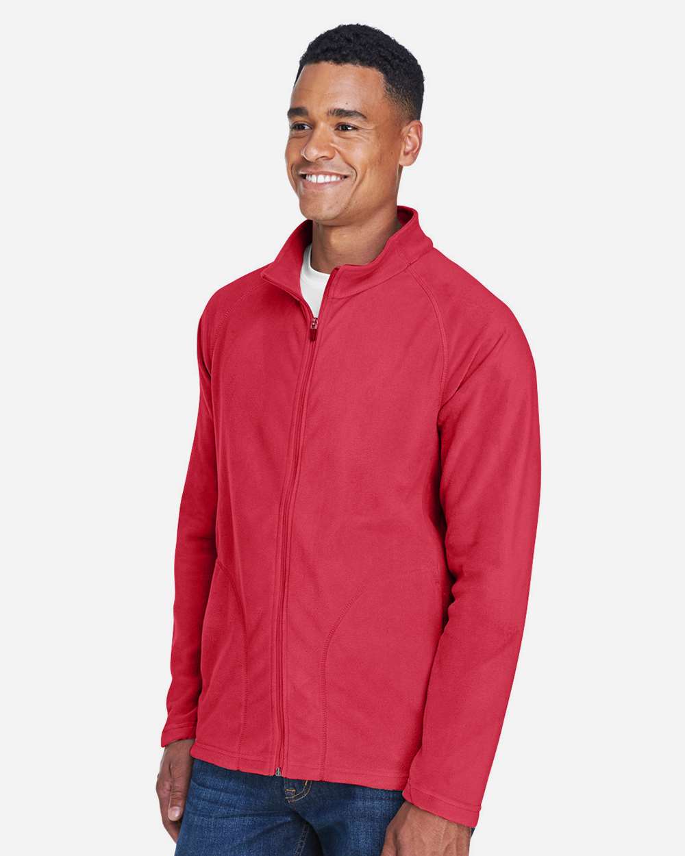 Men's Campus Microfleece Jacket - OnModelSide - B751D9702 - Sport Red
