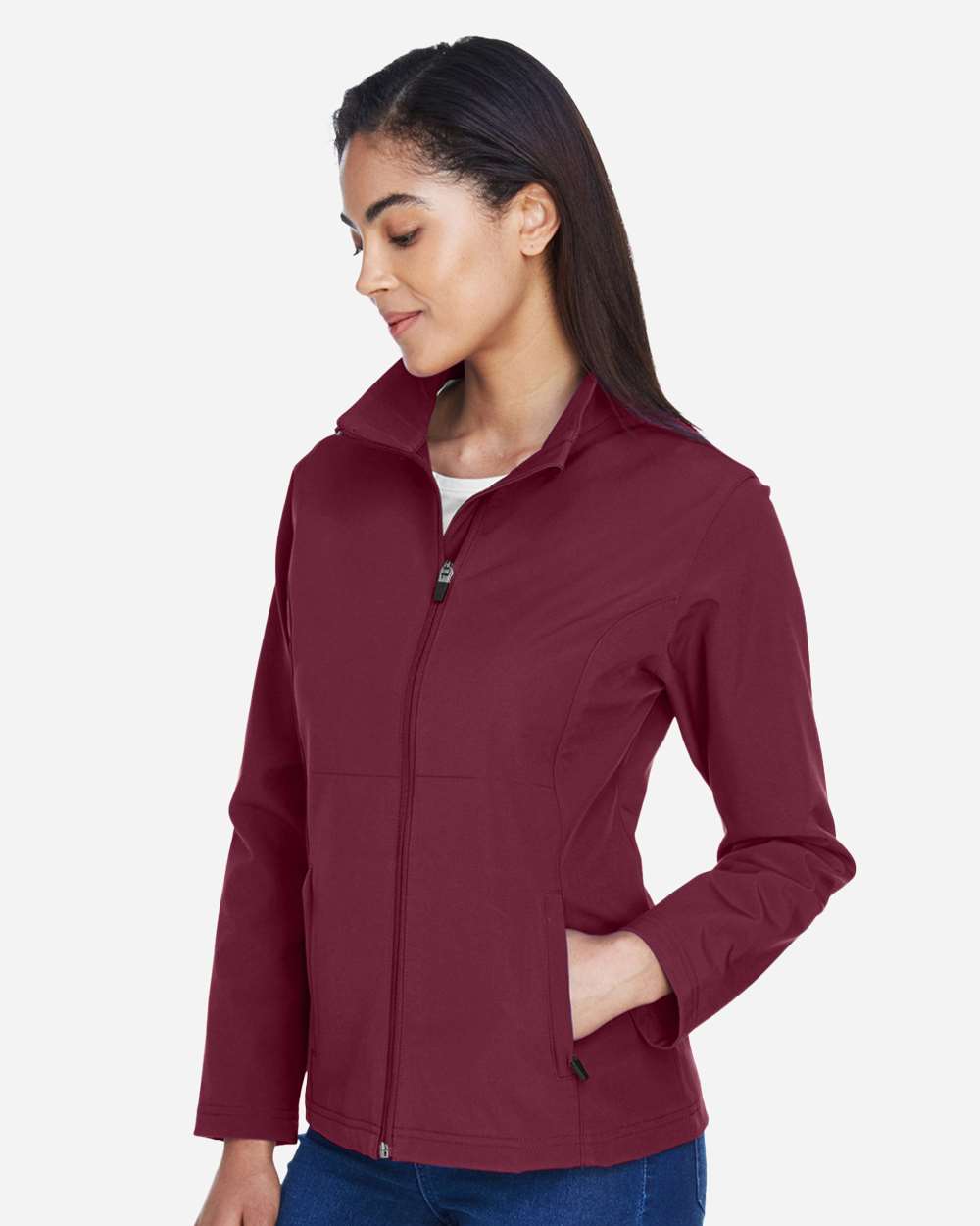 Women's Leader Soft Shell Jacket - OnModelSide - B743D9102 - Sport Maroon
