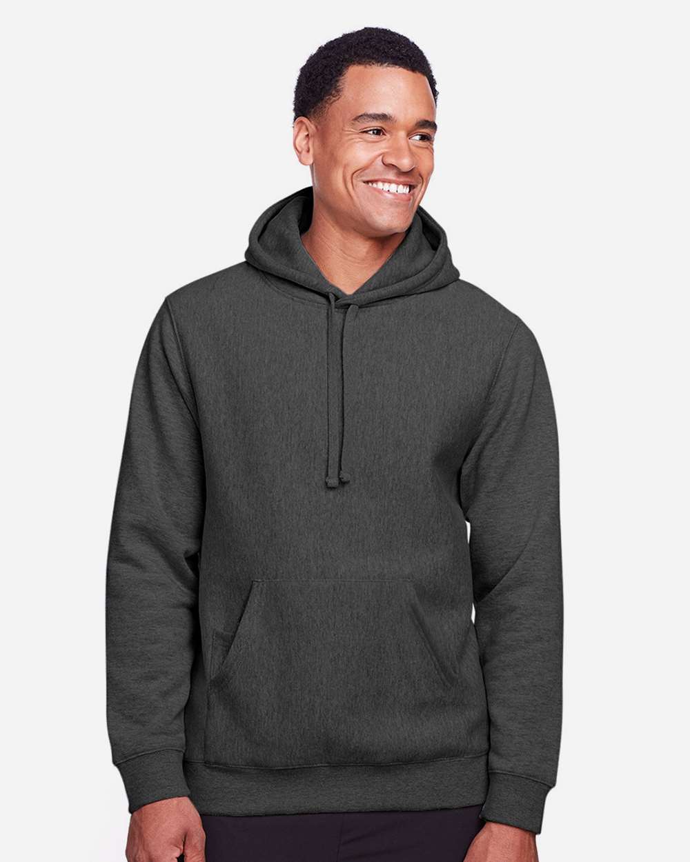 Unisex Zone HydroSport™ Heavyweight Hooded Sweatshirt - OnModelFront - B759D9027 - Dark Grey Heather