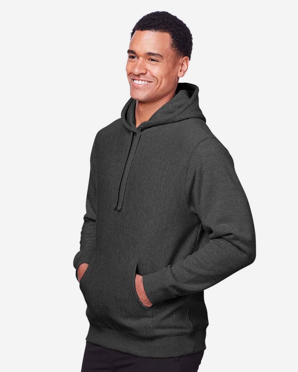 Unisex Zone HydroSport™ Heavyweight Hooded Sweatshirt - OnModelSide - B759D9027 - Dark Grey Heather