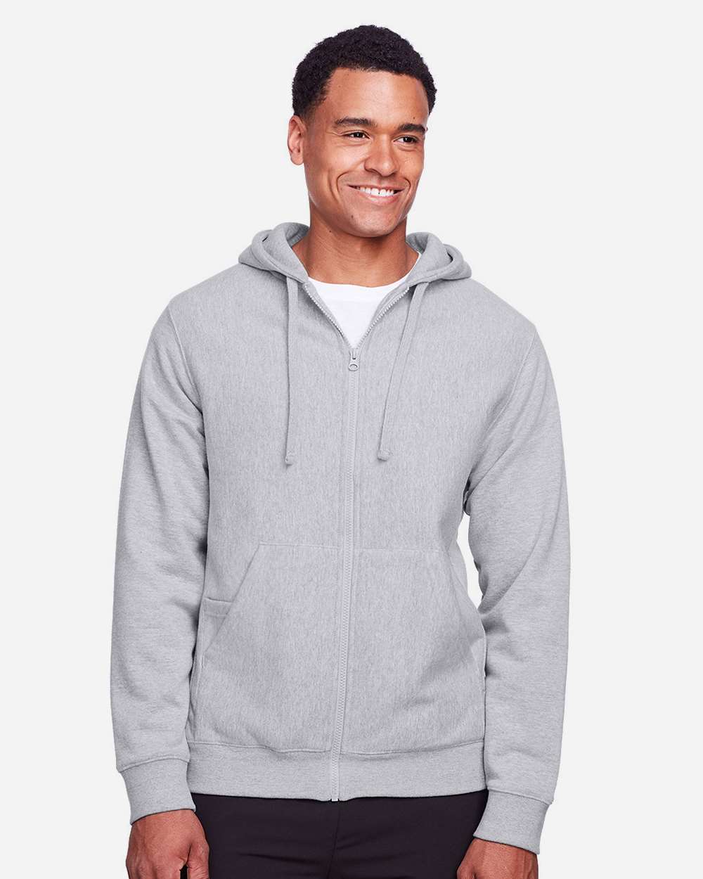 Unisex Zone HydroSport™ Heavyweight Full-Zip Hooded Sweatshirt - OnModelFront - B758D9102 - Athletic Heather