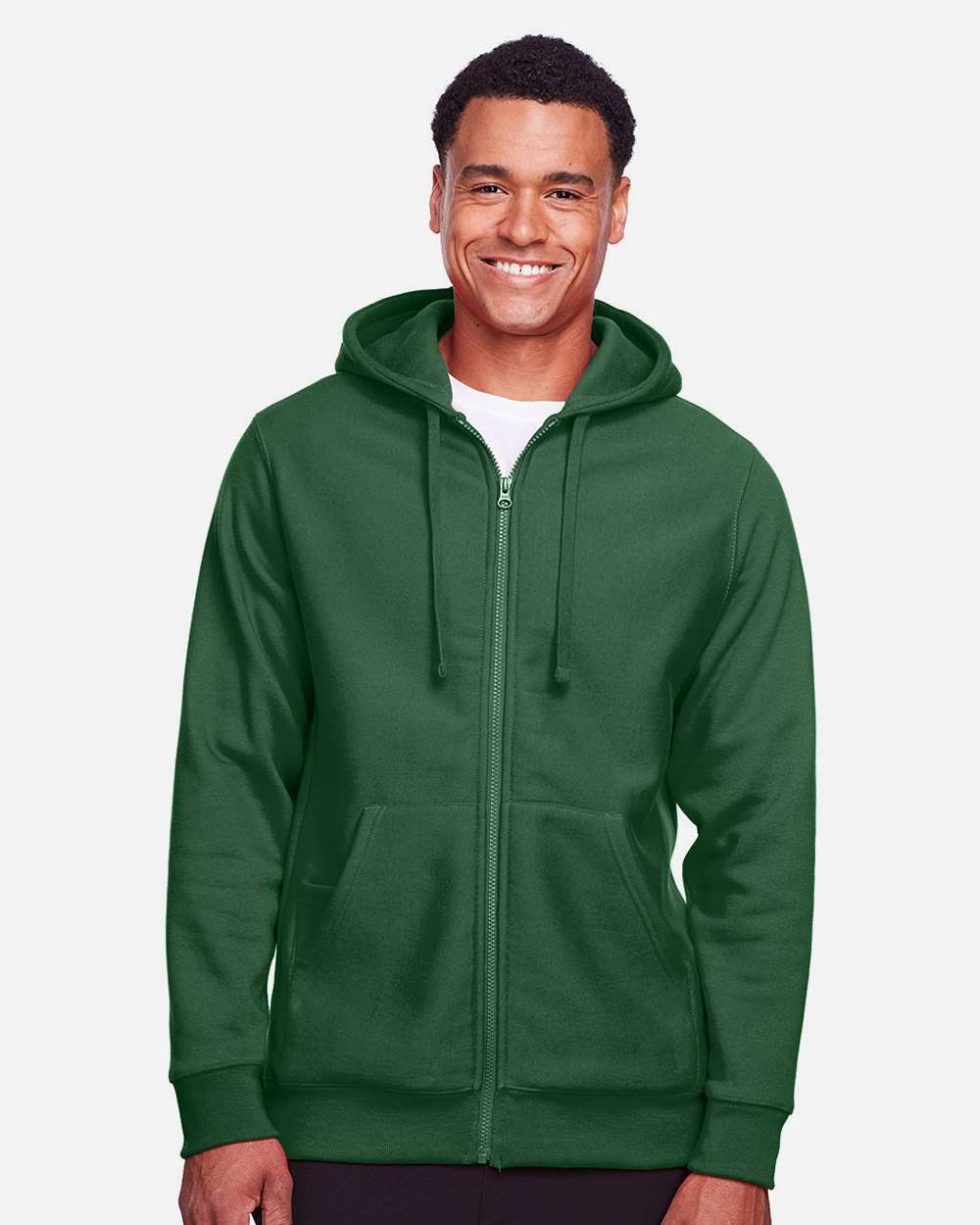 Unisex Zone HydroSport™ Heavyweight Full-Zip Hooded Sweatshirt - OnModelFront - B758D9192 - Sport Dark Green